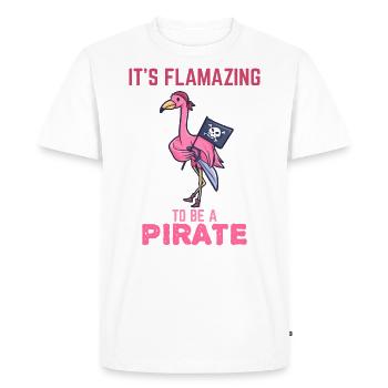 Pirate Flamazing Flamingo Gift - Men's Premium Organic T-Shirt - white - Front - Nico (187cm)