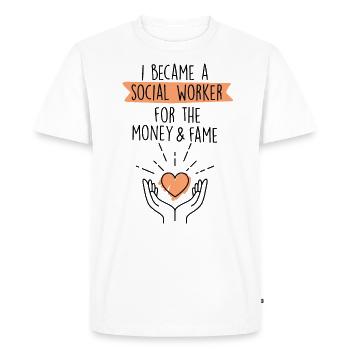 Money Fame School Social Worker Gift Santé mentale - T-shirt Premium bio Homme - blanc - Devant - Nico (187cm)