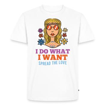 Je fais ce que je veux Femme Fille Hippie - T-shirt Premium bio Homme - blanc - Devant - Nico (187cm)