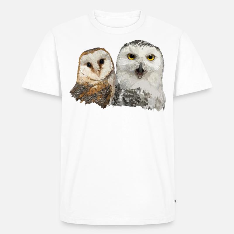 Schneeeule und Schleiereule - Männer Premium Bio T-Shirt - Weiß