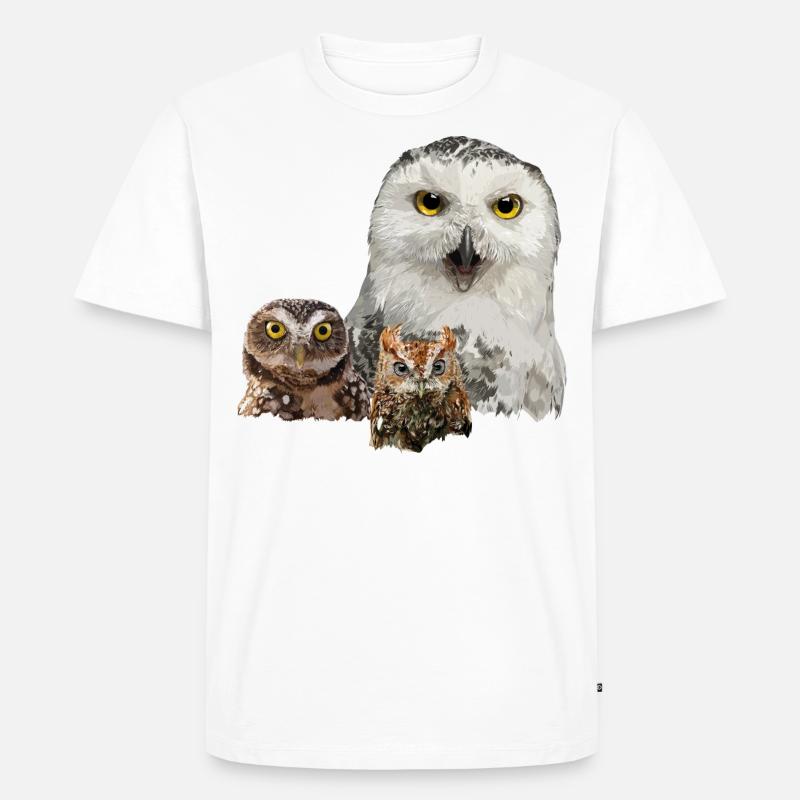 Eule, Eule und Eule - Männer Premium Bio T-Shirt - Weiß