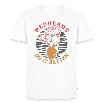 Les rousses drôles le font mieux REDHEAD Ginger Red Hai - T-shirt Premium bio Homme - blanc - Devant - Nico (187cm)