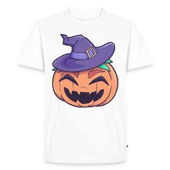 Pumpkin witch halloween monster - Men's Premium Organic T-Shirt - white - Front - Nico (187cm)