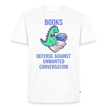 Books read book dino funny saying - Men's Premium Organic T-Shirt - white - Front - Nico (187cm)