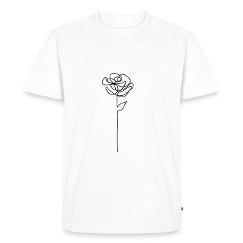 Line art rose line art - Men's Premium Organic T-Shirt - white - Front - Nico (187cm)