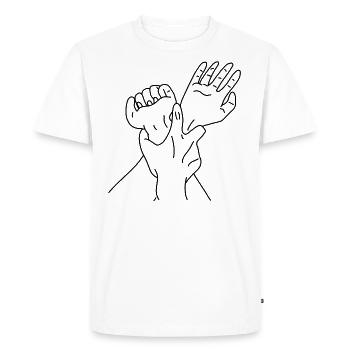 Hands - Men's Premium Organic T-Shirt - white - Front - Nico (187cm)