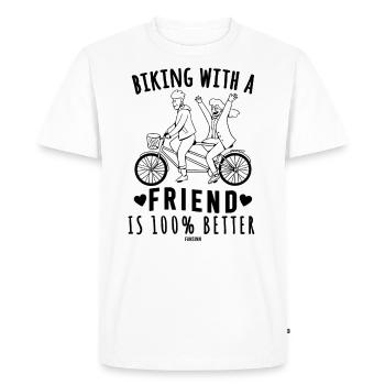 Balade à vélo avec les amis Promenade à vélo - T-shirt Premium bio Homme - blanc - Devant - Nico (187cm)