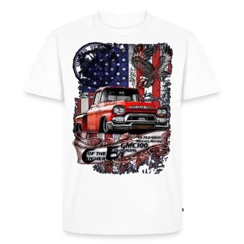 Classic V8 Truck American Flag Eagle - Men's Premium Organic T-Shirt - white - Front - Nico (187cm)