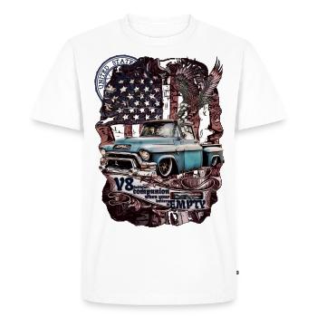 V8 engine in loyal truck companion with cool saying - Men's Premium Organic T-Shirt - white - Front - Nico (187cm)