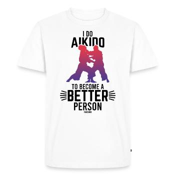 Aikido Arts Martiaux Dojo Japonais - T-shirt Premium bio Homme - blanc - Devant - Nico (187cm)