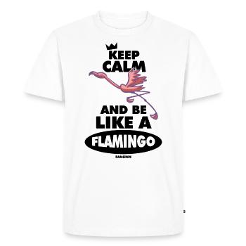 Restez calme et soyez comme un flamant rose - T-shirt Premium bio Homme - blanc - Devant - Nico (187cm)