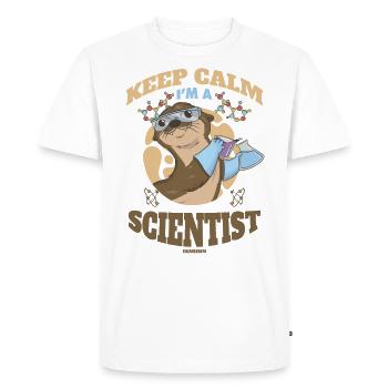 Restez calme Je suis un scientifique - T-shirt Premium bio Homme - blanc - Devant - Nico (187cm)