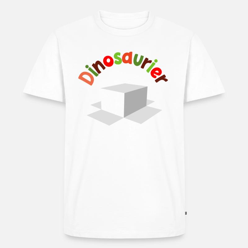 Dinosaurier unter weißem Karton - Männer Premium Bio T-Shirt - undefined