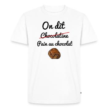 On dit pain au chocolat - T-shirt Premium bio Homme - blanc - Devant - Nico (187cm)