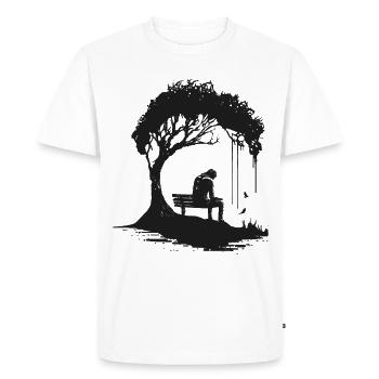 Minimal Design, Tree, Silhouette, Lonely, Nature - Men's Premium Organic T-Shirt - white - Front - Nico (187cm)