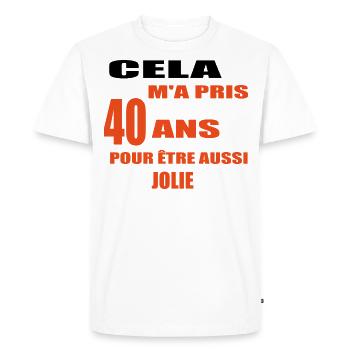 Cela M’a Pris 40 Ans Pour Être Aussi Jolie - T-shirt Premium bio Homme - blanc - Devant - Nico (187cm)