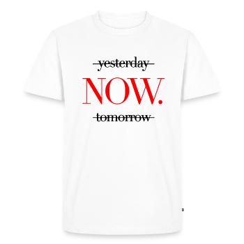 Hier Maintenant Demain - Profitez du moment présent - T-shirt Premium bio Homme - blanc - Devant - Nico (187cm)