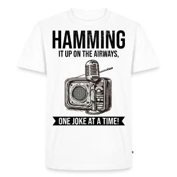 Amateur Vintage Radio Ham Operator Microphone - Men's Premium Organic T-Shirt - white - Front - Nico (187cm)