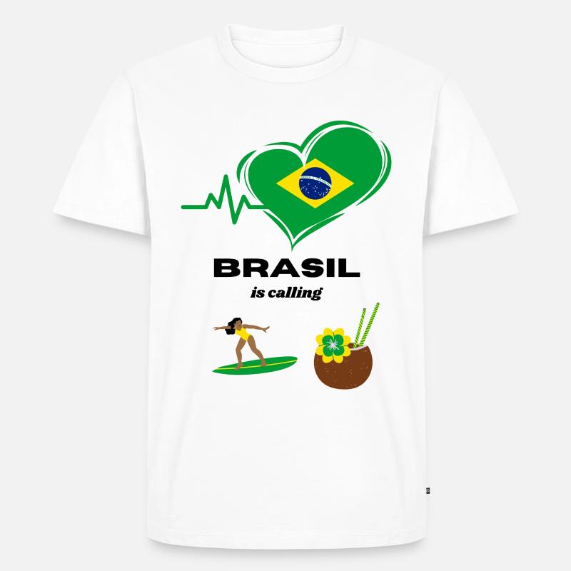 Brasil is calling! - Männer Premium Bio T-Shirt - Weiß