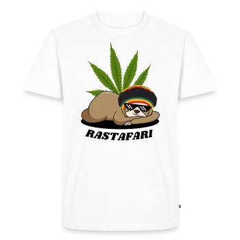 Tenue Rastafari Weed - T-shirt Premium bio Homme - blanc - Devant - Nico (187cm)