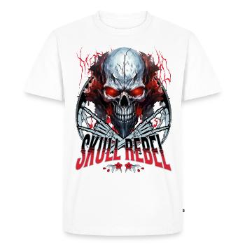 Skull Skull Skeleton Motorcycle Biker Gang - Men's Premium Organic T-Shirt - white - Front - Nico (187cm)