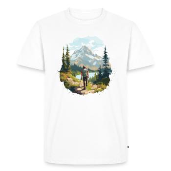 Explorez le monde à pied : Chemise d’aventure de randonnée - T-shirt Premium bio Homme - blanc - Devant - Nico (187cm)