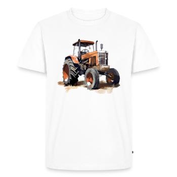 Tracteur orange n°2 - T-shirt Premium bio Homme - blanc - Devant - Nico (187cm)