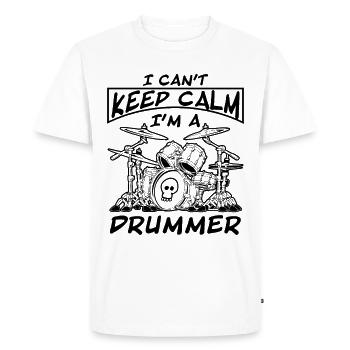 I Can't Keep Calm I'm a Drummer Tee - Men's Premium Organic T-Shirt - white - Front - Nico (187cm)
