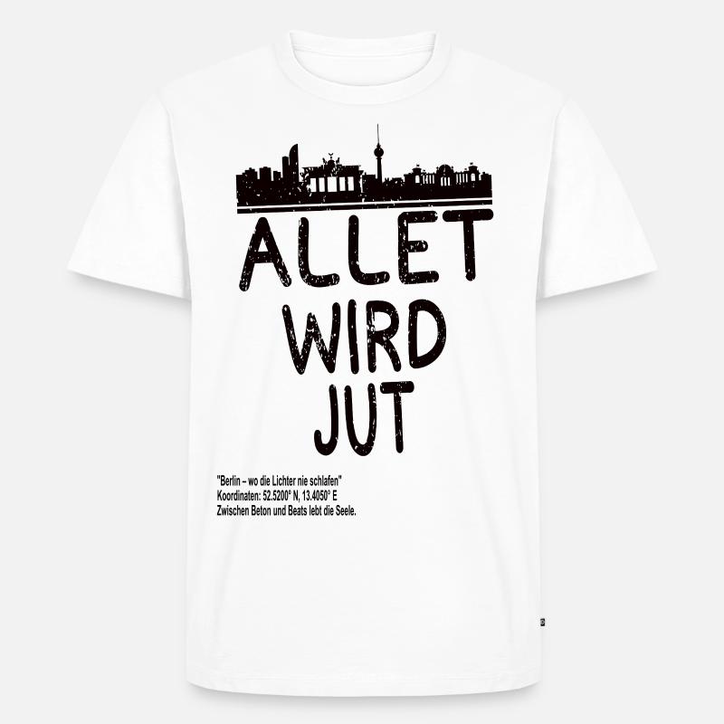 Allet wird jut – Berlin Skyline - Männer Premium Bio T-Shirt - Weiß