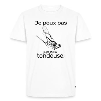 Je peux pas je passe la tondeuse à gazon jardin - T-shirt Premium bio Homme - blanc - Devant - Nico (187cm)