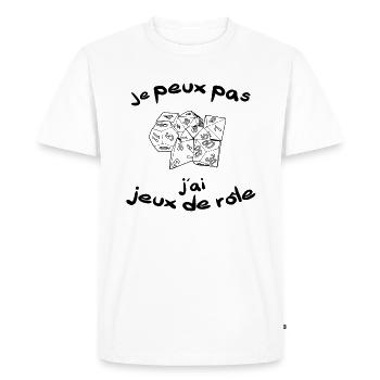 Je peux pas j'ai jeux de rôle plateau grandeur nat - T-shirt Premium bio Homme - blanc - Devant - Nico (187cm)