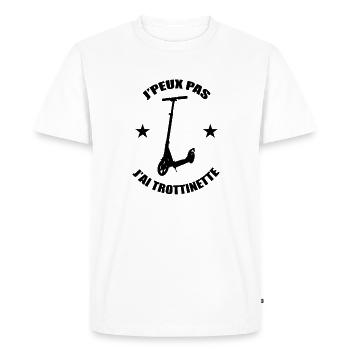J'peux pas j'ai trottinette électrique freestyle - T-shirt Premium bio Homme - blanc - Devant - Nico (187cm)