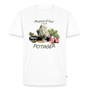 Aujourd'hui c'est potager d'intérieur ou jardin - T-shirt Premium bio Homme - blanc - Devant - Nico (187cm)