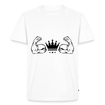 muscles bras biceps couronne - T-shirt Premium bio Homme - blanc - Devant - Nico (187cm)