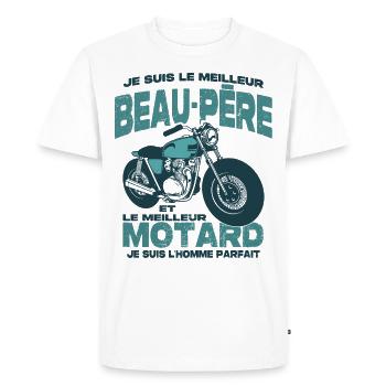 Le meilleur motard et le meilleur beau-père - T-shirt Premium bio Homme - blanc - Devant - Nico (187cm)