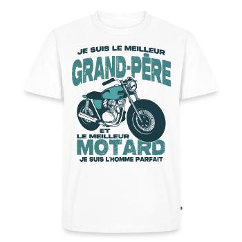 Le meilleur motard et le meilleur grand-père - T-shirt Premium bio Homme - blanc - Devant - Nico (187cm)
