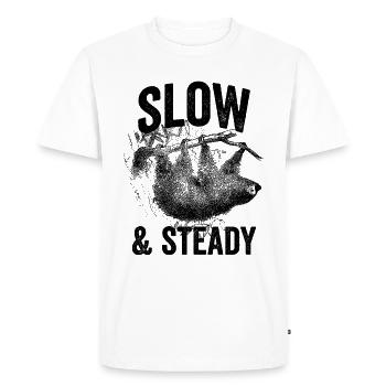 LENT ET RÉGULIER - T-shirt Premium bio Homme - blanc - Devant - Nico (187cm)