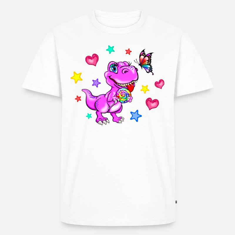 rosa Dinosaurier - Dinosaurier Mädchen - Männer Premium Bio T-Shirt - Weiß