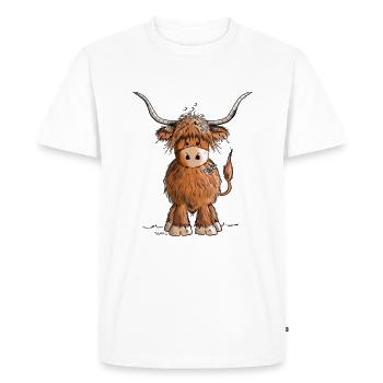 Droll Scottish Highland Cattle - Men's Premium Organic T-Shirt - white - Front - Nico (187cm)