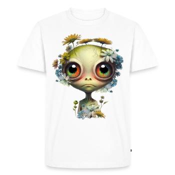 Mignon extraterrestre avec des fleurs - T-shirt Premium bio Homme - blanc - Devant - Nico (187cm)