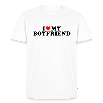 J’aime mon petit ami T-shirt - T-shirt Premium bio Homme - blanc - Devant - Nico (187cm)