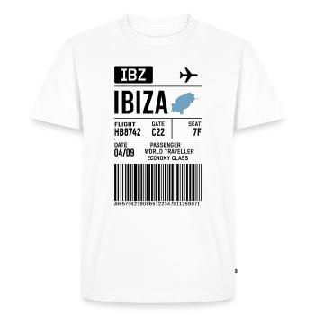 Carte d’embarquement à Ibiza – Style de billet d’avion - T-shirt Premium bio Homme - blanc - Devant - Nico (187cm)
