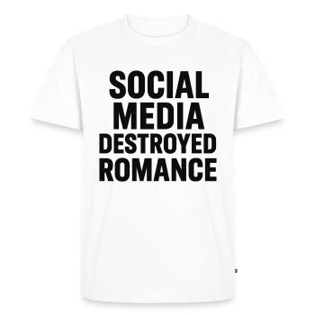 Les réseaux sociaux détruisent la romance - T-shirt Premium bio Homme - blanc - Devant - Nico (187cm)