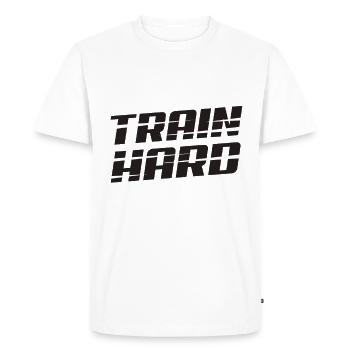 Body building - train hard - Men's Premium Organic T-Shirt - white - Front - Nico (187cm)