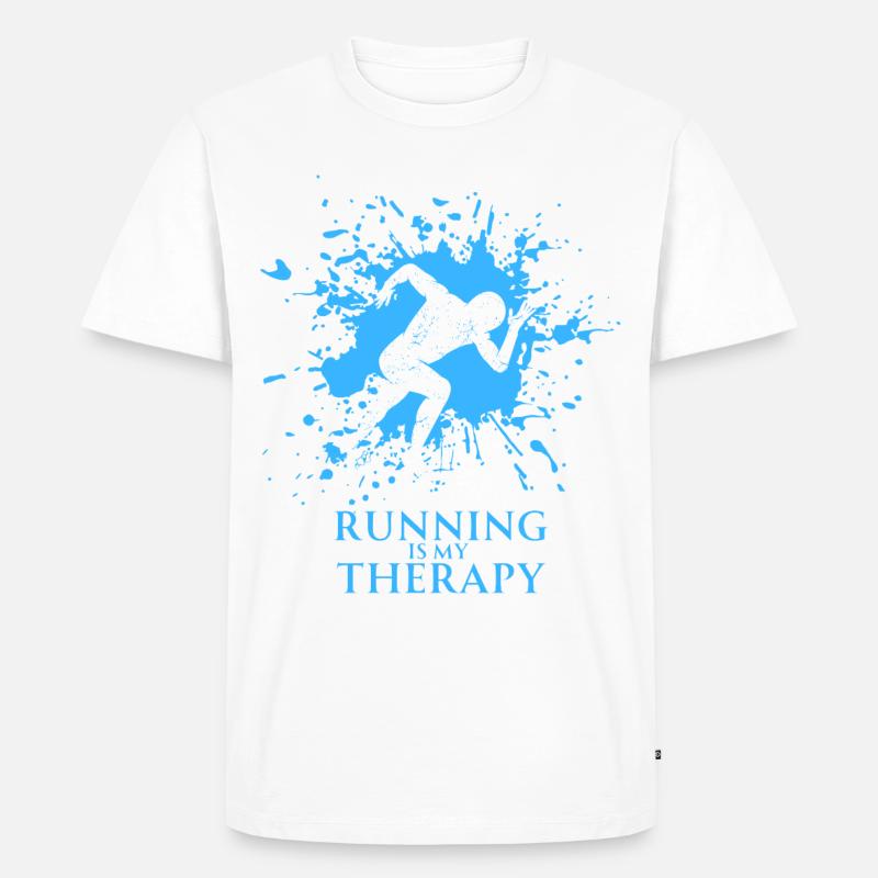 Running is my Therapy (2) - Männer Premium Bio T-Shirt - Weiß