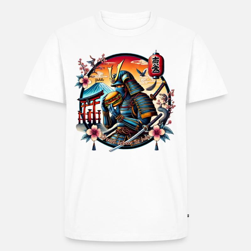 Yukiko Samurai: Strength Between the Buns - Männer Premium Bio T-Shirt - Weiß