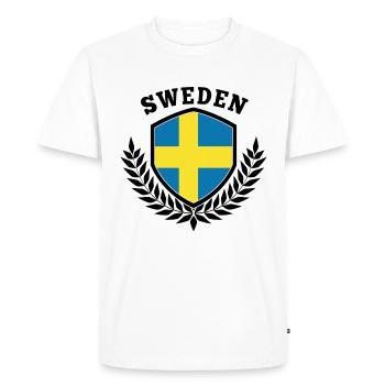 Suède | Drapeau suédois armoiries cadeau - T-shirt Premium bio Homme - blanc - Devant - Nico (187cm)