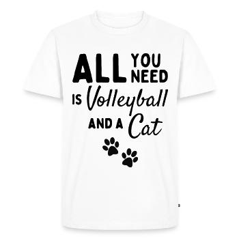 Tout ce dont vous avez besoin est du volley-ball et un chat. - T-shirt Premium bio Homme - blanc - Devant - Nico (187cm)