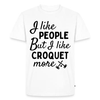 J’aime les gens MAIS j’aime plus le croquet - T-shirt Premium bio Homme - blanc - Devant - Nico (187cm)