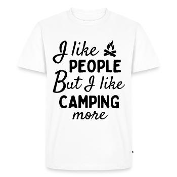 I like people BUT I like camping more. - Men's Premium Organic T-Shirt - white - Front - Nico (187cm)